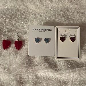 Simply Whispers Heart Earrings Set - Red and Blue